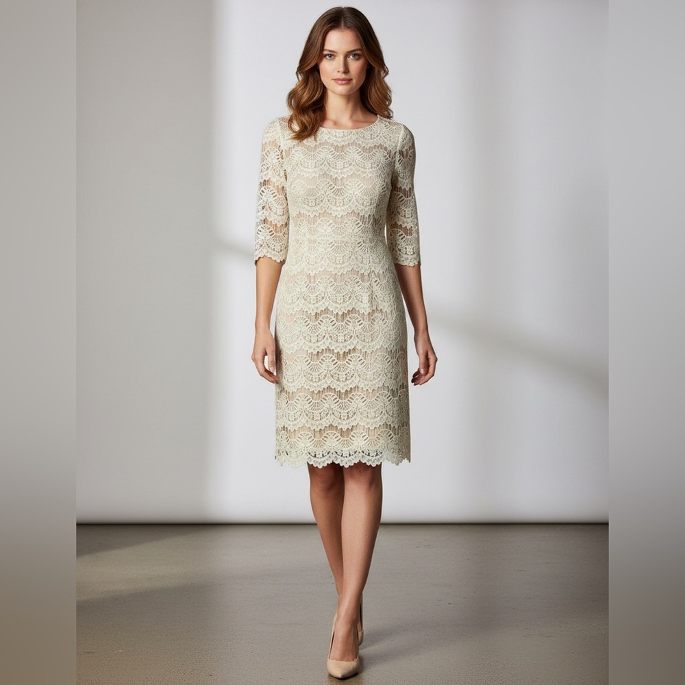 Jessica Howard Lace Dress Long Sleeve Size 10 Timeless vintage style